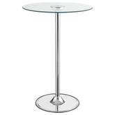 Best Furniture Outlet - Coaster - Thea Round 28-inch Glass Top LED Bistro Bar Table Chrome - 122400