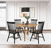 Best Furniture Outlet - Coaster - Andrews 5-piece Round Dining Table Set Light Ash and Black - 122500-S5B