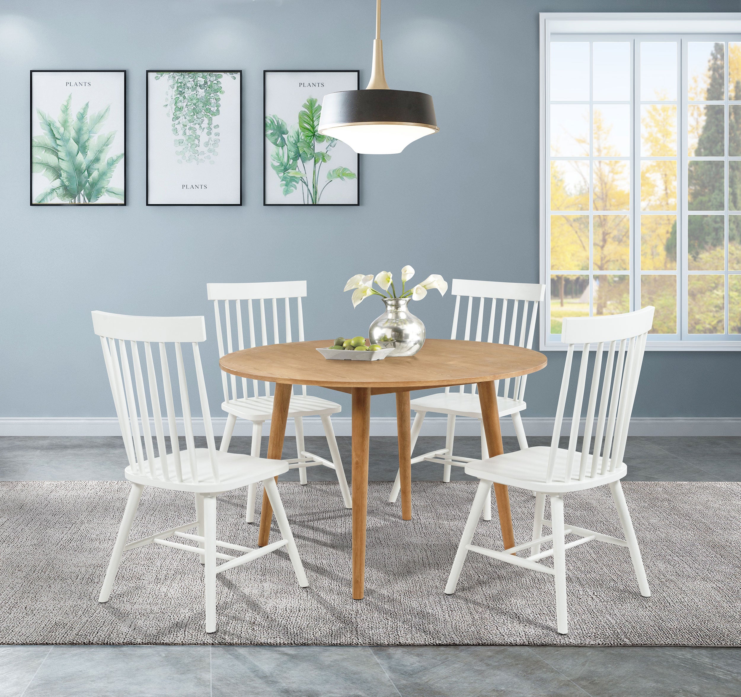 Best Furniture Outlet - Coaster - Andrews 5-piece Round Dining Table Set Light Ash and White - 122500-S5W