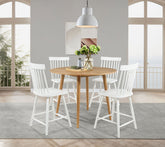 Best Furniture Outlet - Coaster - Andrews 5-piece Round Counter Dining Set Light Ash and White - 122508-S5W