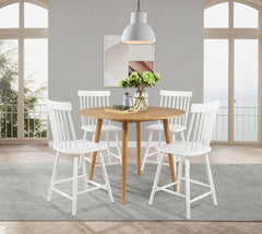 Best Furniture Outlet - Coaster - Andrews 5-piece Round Counter Dining Set Light Ash and White - 122508-S5W