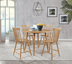 Best Furniture Outlet - Coaster - Andrews 5-piece Round Counter Height Dining Set Light Ash - 122508-S5