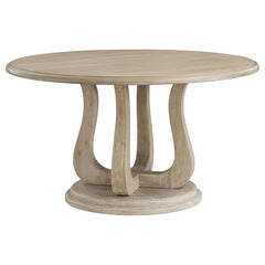 Best Furniture Outlet - Coaster - Trofello Round 60-inch Pedestal Dining Table White Washed - 123120