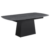 Best Furniture Outlet - Coaster - Potero 73-inch Faux Marble Extension Leaf Dining Table Black - 123131