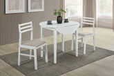 Best Furniture Outlet - Coaster - Bucknell 3-piece Round Drop Leaf Dining Table Set White - 130005WHT