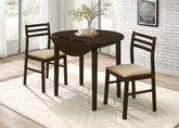 Best Furniture Outlet - Coaster - Bucknell 3-piece Round Drop Leaf Dining Table Set Cappuccino - 130005