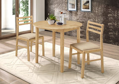 Best Furniture Outlet - Coaster - Bucknell 3-piece Round Drop Leaf Dining Table Set Natural - 130006