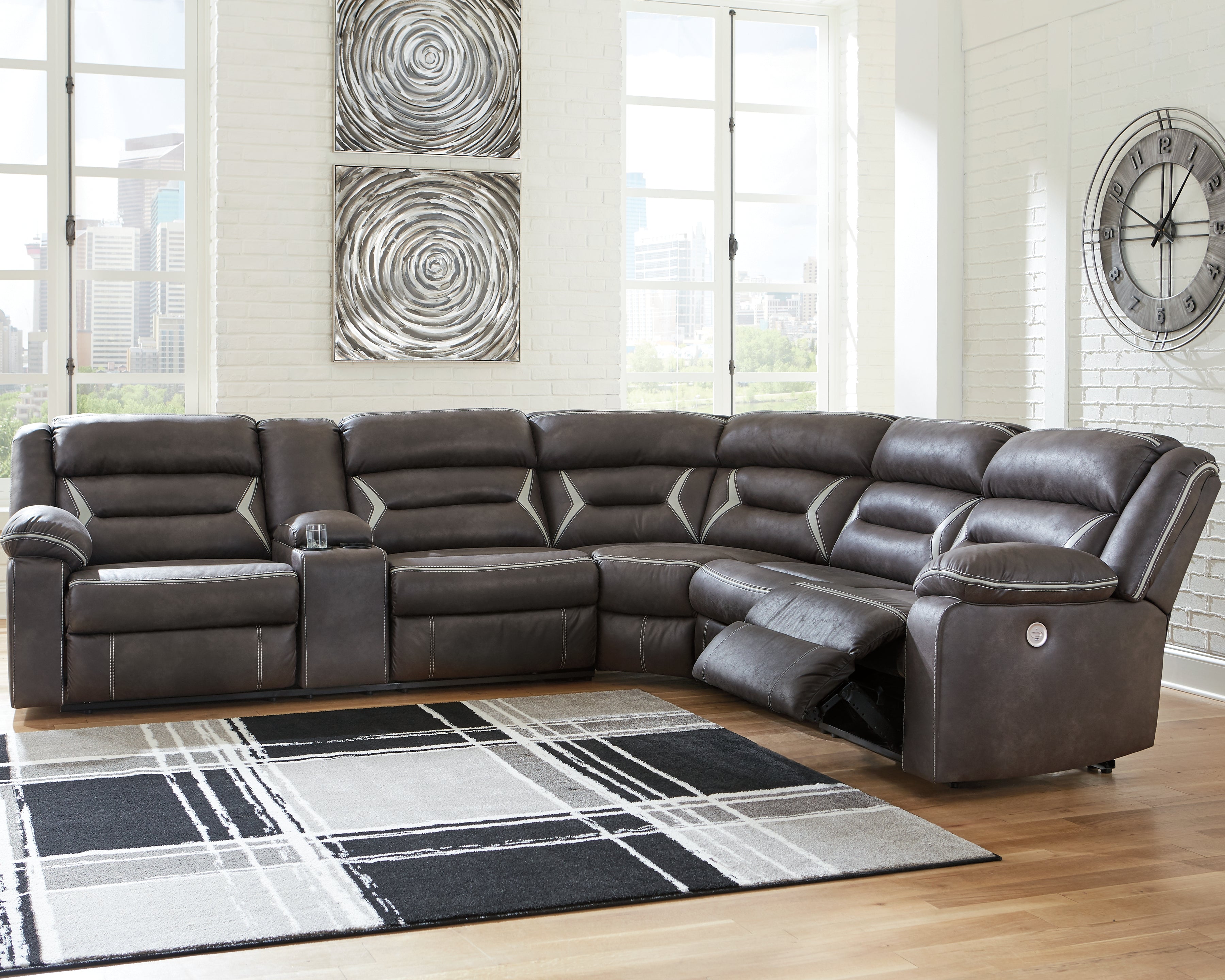 Best Furniture Outlet - Ashley Furniture - Kincord Sectional - 4-Piece Power Reclining Sectional / Midnight - 13104S4