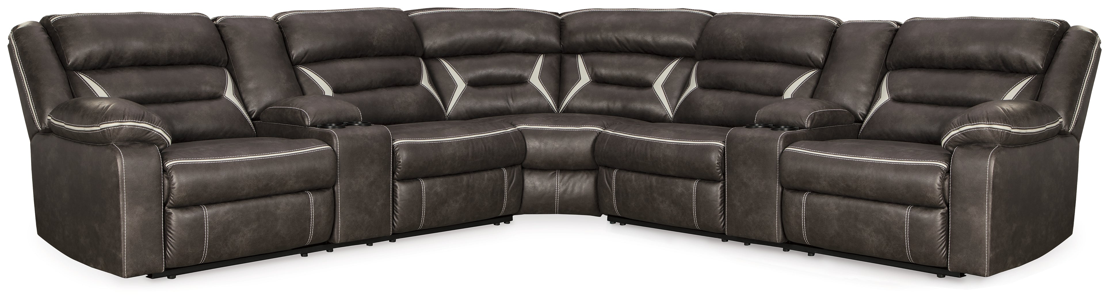 Best Furniture Outlet - Ashley Furniture - Kincord Sectional - 3-Piece Power Reclining Sectional / Midnight - 13104S5