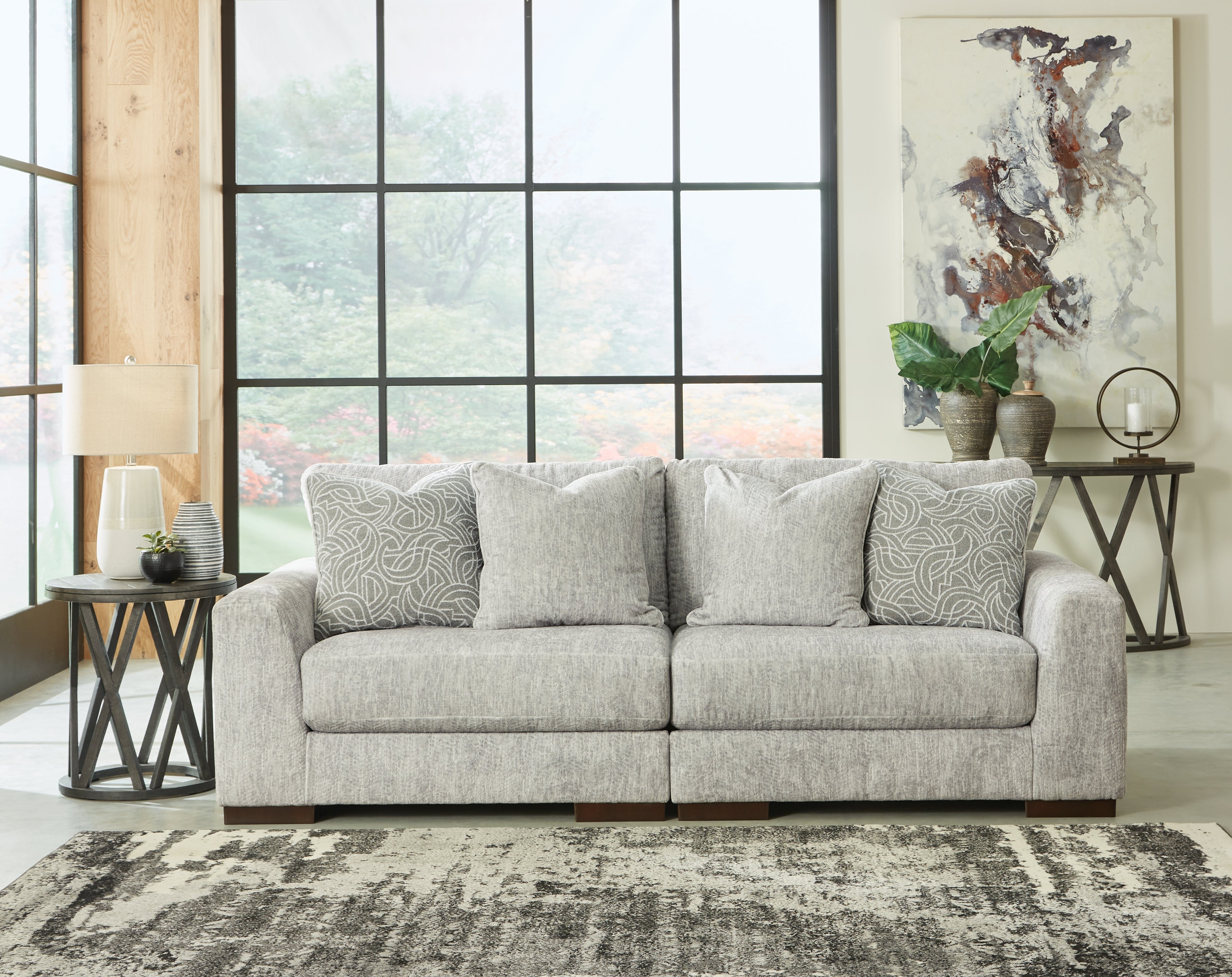 Best Furniture Outlet - Ashley Furniture - Regent Park Sectional - RAF 2-Piece Sectional Loveseat / Pewter - 14404S4