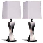 Best Furniture Outlet - Coaster - Keene 30-inch Tapered Shade Table Lamp Silver (Set of 2) - 1497