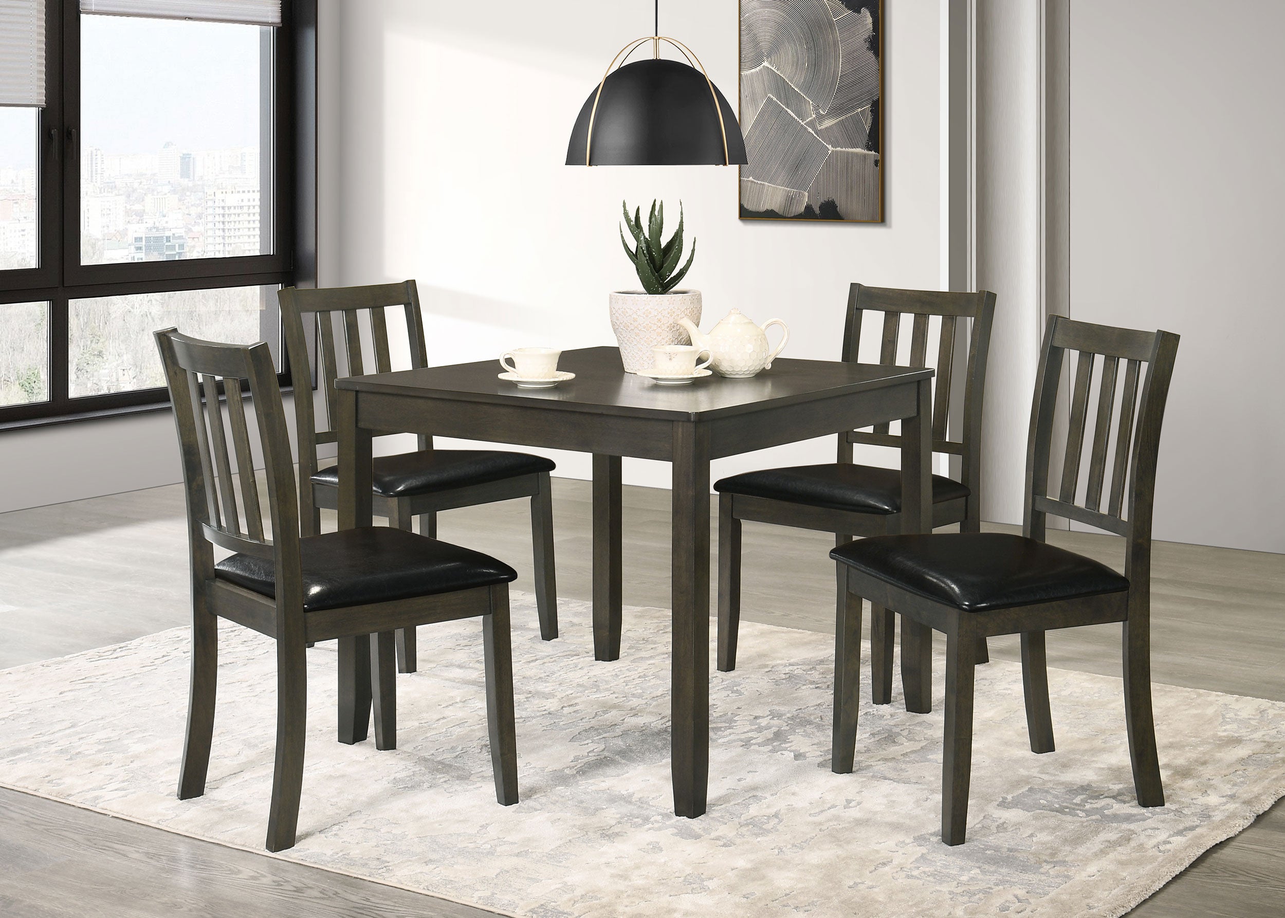 Best Furniture Outlet - Coaster - Parkwood 5-piece Square Dining Table Set Dark Ash Brown - 150410