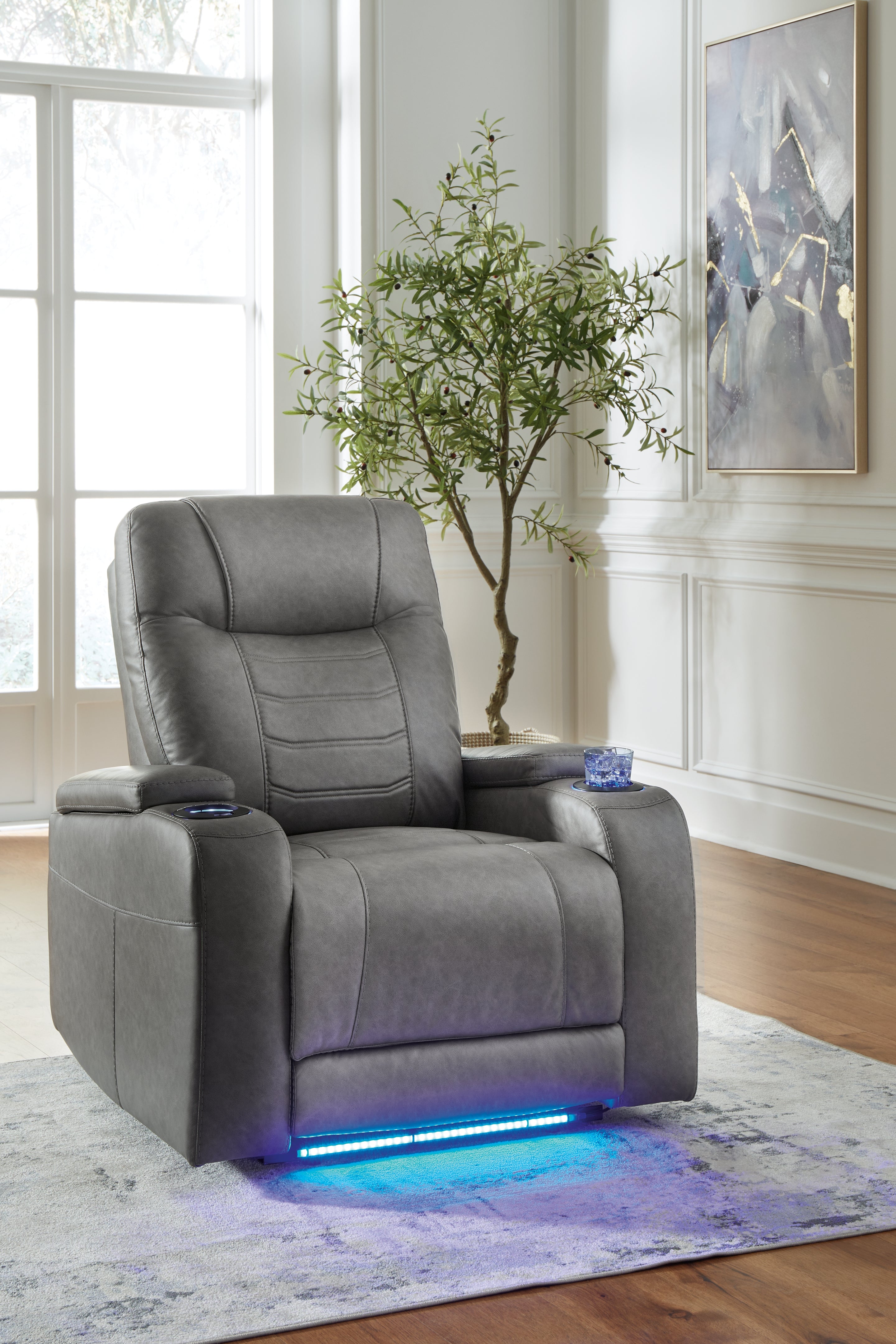 Best Furniture Outlet - Ashley Furniture - Schooner Rocks Living Room - PWR Recliner/ADJ Headrest / Slate - 1610213