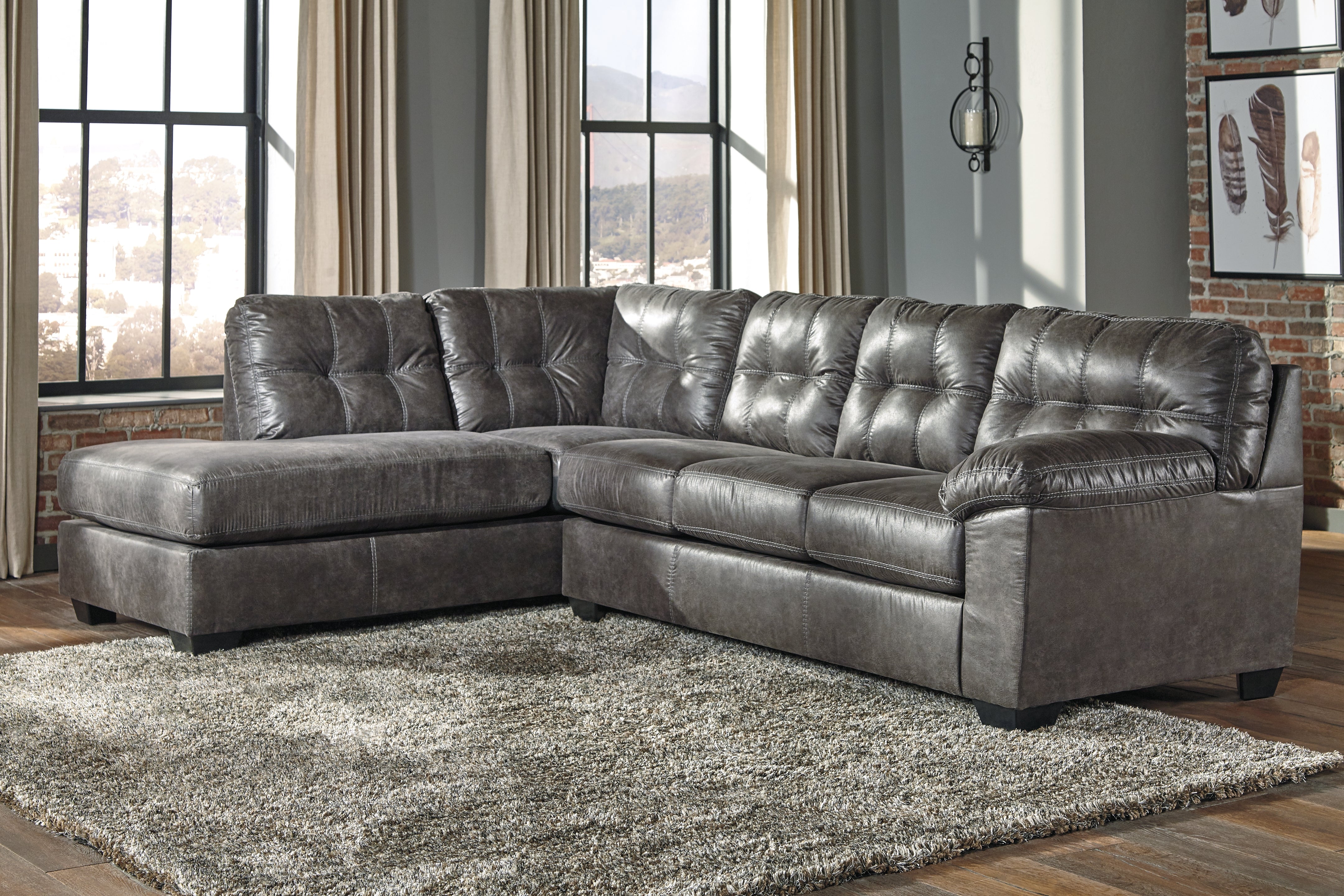 Best Furniture Outlet - Ashley Furniture - Fallston Sectional - RAF 2-Piece Sectional with Chaise / Slate - 17221S1