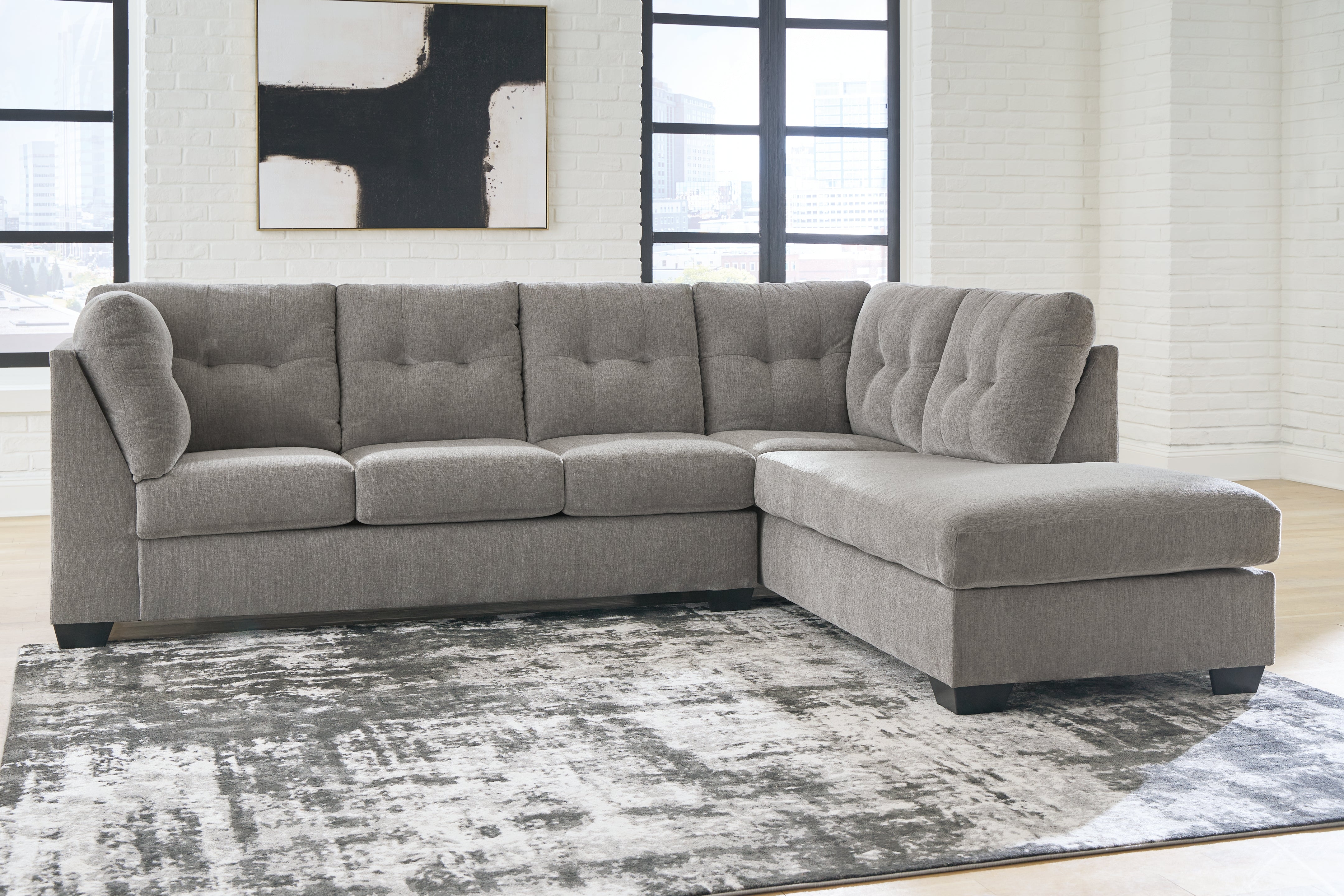 Best Furniture Outlet - Ashley Furniture - Lanelly Sectional - LAF 2-Piece Sectional with Chaise / Alloy - 17504S1
