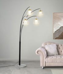 Maisel 91-inch Hanging Crystal Arc Tree Floor Lamp Black