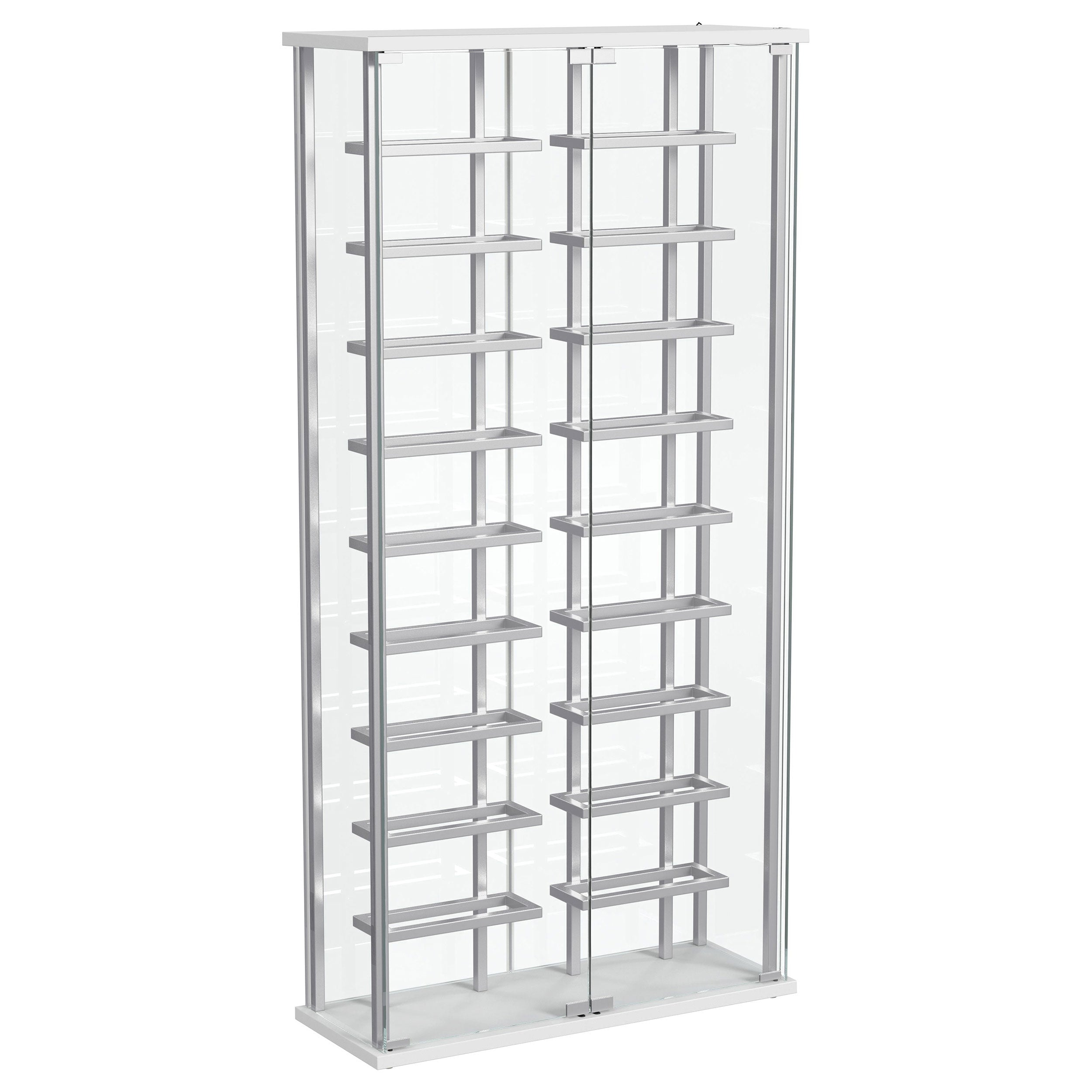 Best Furniture Outlet - Coaster - Montara Tempered Glass Wine Storage LED Curio Cabinet Chrome - 182037