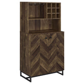 Best Furniture Outlet - Coaster - Mendoza 2-door Home Bar Cabinet Wine Storage Rustic Oak - 182082
