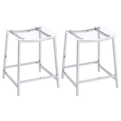 Best Furniture Outlet - Coaster - Jovani Acrylic Backless Counter Stool Chrome (Set of 2) - 182358