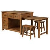 Best Furniture Outlet - Coaster - Mayfair 3-piece Kitchen Island with Extension Table Dark Oak - 182446