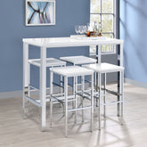Best Furniture Outlet - Coaster - Natividad 5-piece Pub Height Bar Table Set White High Gloss - 182525
