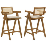 Best Furniture Outlet - Coaster - Kane Woven Rattan Wood Bar Chair Light Walnut (Set of 2) - 182677