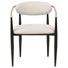 Bradbury Fabric Upholstered Dining Arm Chair Beige (Set of 2)