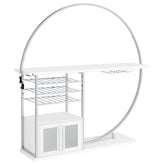 Best Furniture Outlet - Coaster - Risley 2-door Circular LED Wine Cabinet White High Gloss - 182798