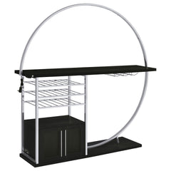Best Furniture Outlet - Coaster - Risley 2-door Circular LED Wine Cabinet Dark Charcoal - 182799