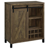Best Furniture Outlet - Coaster - Arlington Sliding Door Home Bar Wine Cabinet Rustic Oak - 182852