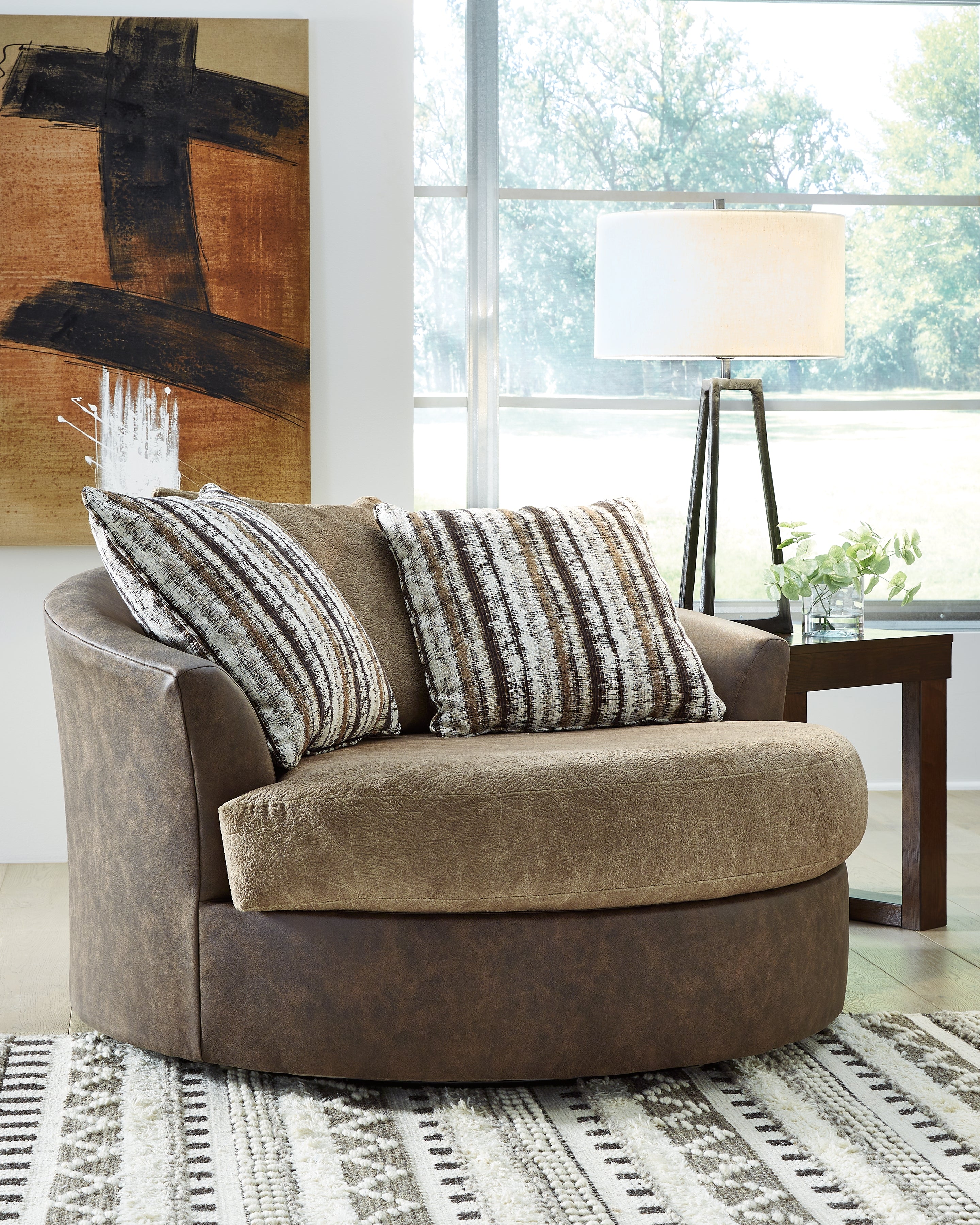 Best Furniture Outlet - Ashley Furniture - Alesbury Living Room - Oversized Swivel Accent Chair / Chocolate - 1870421