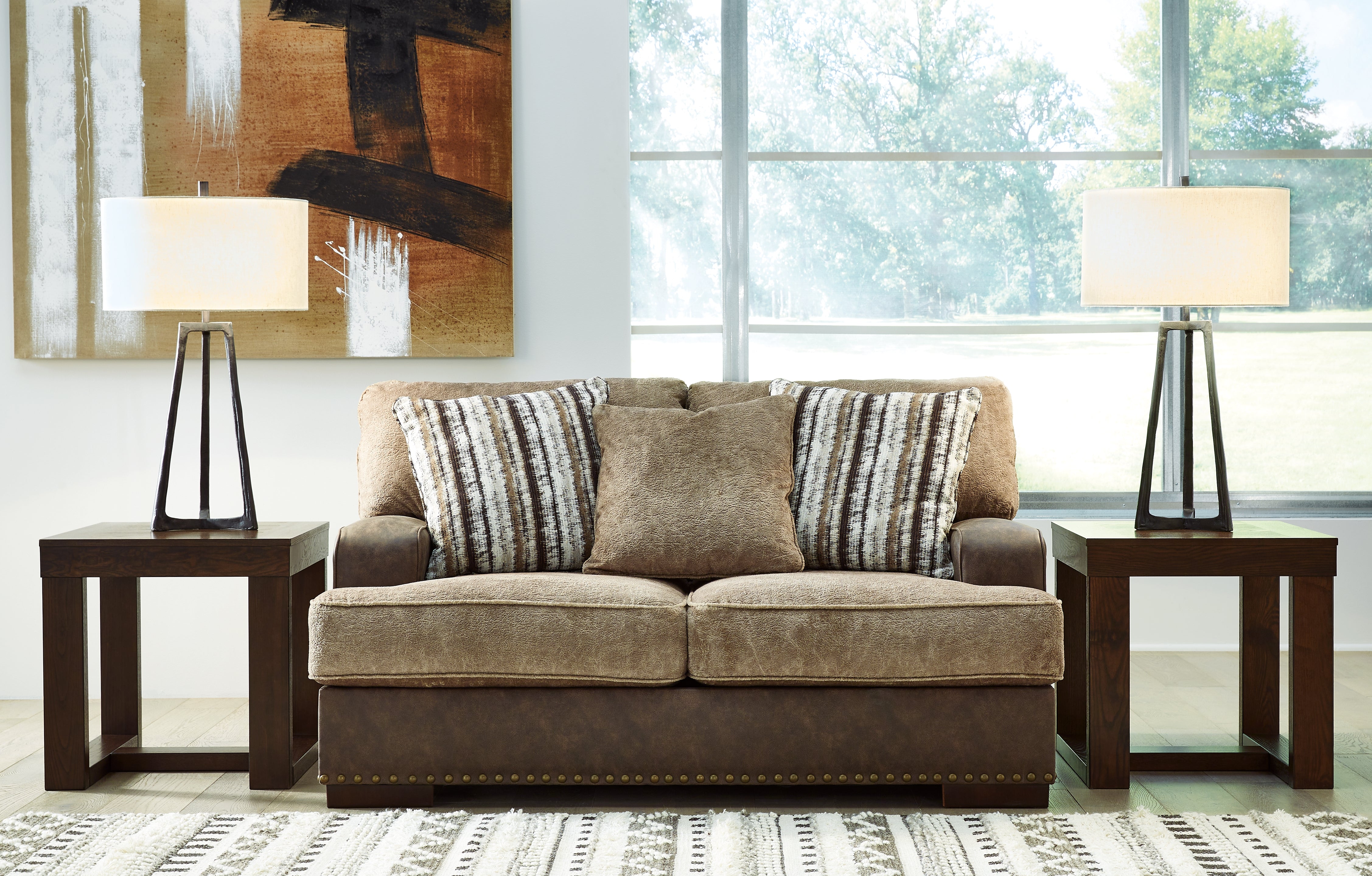 Best Furniture Outlet - Ashley Furniture - Alesbury Living Room - Loveseat / Chocolate - 1870435