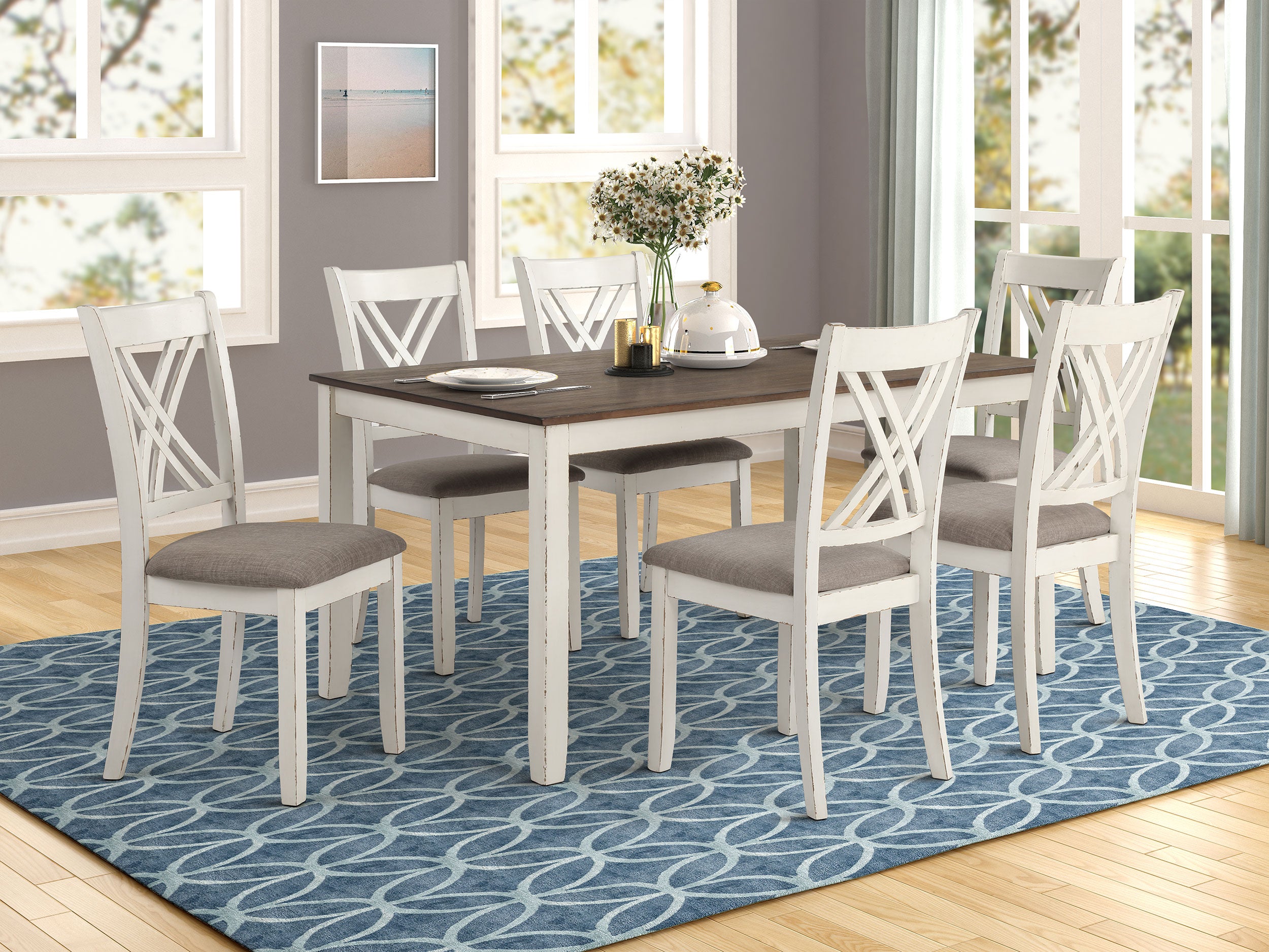 Best Furniture Outlet - Coaster - Fortress 7-piece Rectangular Dining Set Vintage Vanilla - 190721