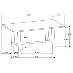 Duncan 7-piece Rectangular Wood Dining Table Set Washed Oak