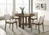 Best Furniture Outlet - Coaster - Ottowa 5-piece Round Wood Dining Room Table Set Brown - 193660-S5