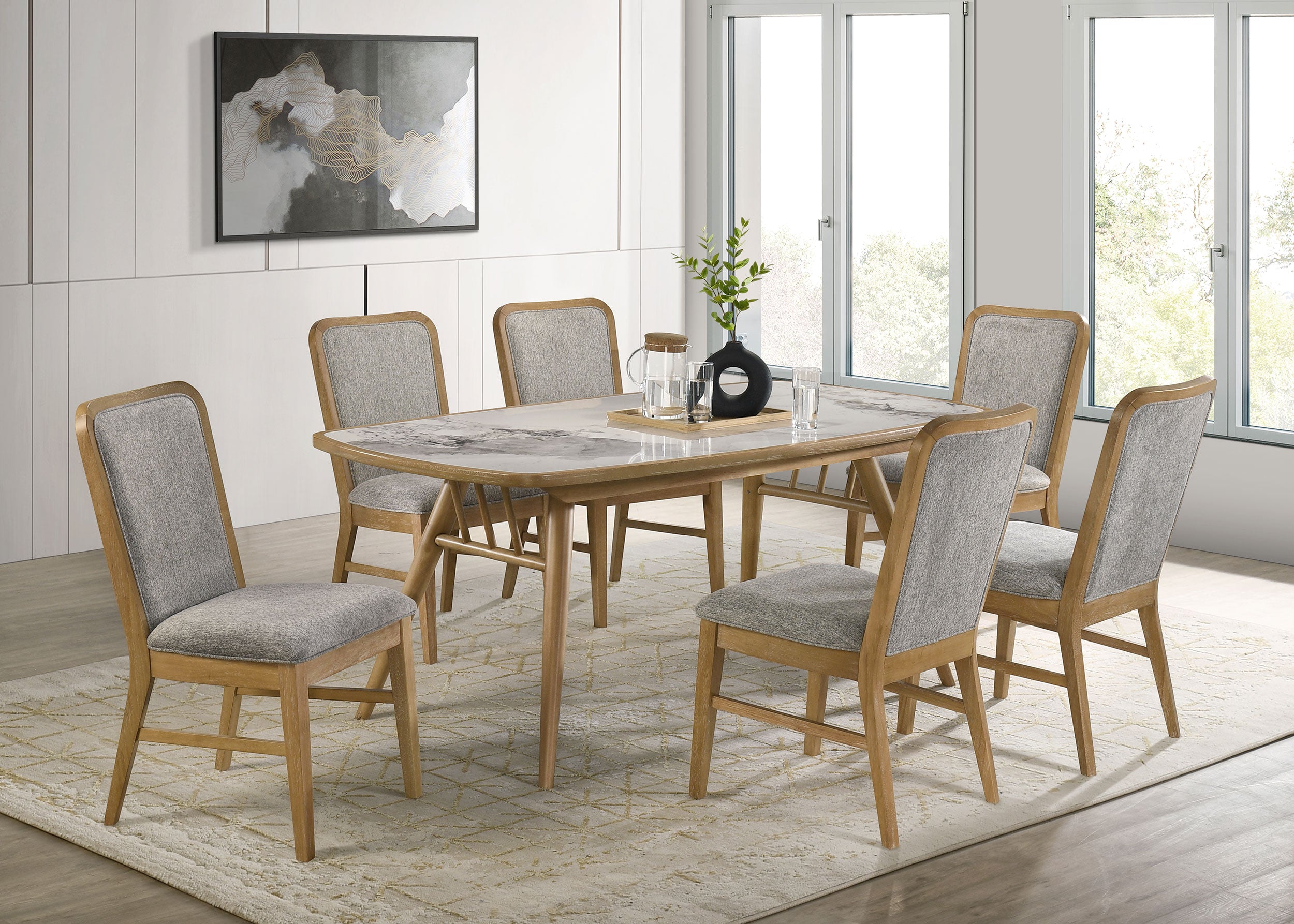 Best Furniture Outlet - Coaster - Croyden 7-piece Rectangular Dining Set Weathered Natural - 193731-S7
