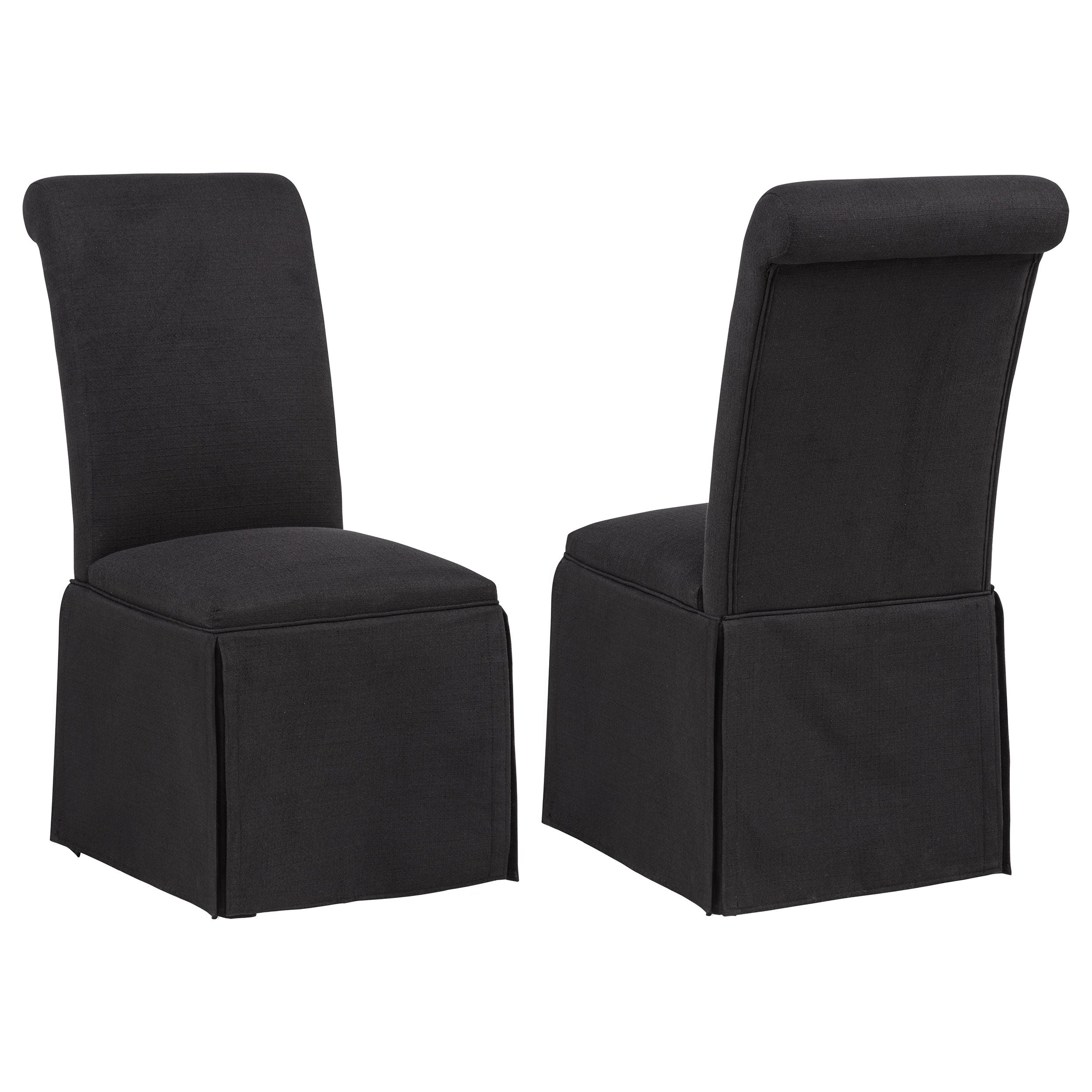 Best Furniture Outlet - Coaster - Shawna Upholstered Skirted Side Chair Black (Set of 2) - 193912BLK