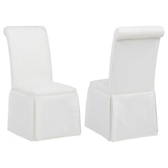 Best Furniture Outlet - Coaster - Shawna Upholstered Skirted Side Chair White (Set of 2) - 193912WHT