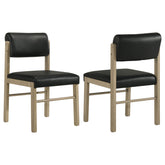 Best Furniture Outlet - Coaster - Kehoe Upholstered Dining Side Chair Black and Natural Oak (Set of 2) - 193922NAT