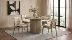 Best Furniture Outlet - Coaster - Hamlyn 5-piece Round Wood Dining Set Cream and Natural Oak - 193930NAT-S5D