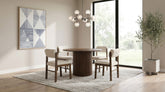 Best Furniture Outlet - Coaster - Hamlyn 5-piece Round Wood Dining Set Cream and Walnut - 193930WAL-S5B