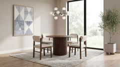 Best Furniture Outlet - Coaster - Hamlyn 5-piece Round Wood Dining Set Cream and Walnut - 193930WAL-S5B