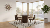 Best Furniture Outlet - Coaster - Hamlyn 5-piece Round Wood Dining Set Cream and Walnut - 193930WAL-S5D