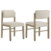 Best Furniture Outlet - Coaster - Kehoe Upholstered Dining Side Chair Cream and Natural Oak (Set of 2) - 193932NAT
