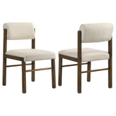 Best Furniture Outlet - Coaster - Kehoe Upholstered Dining Side Chair Cream and Walnut (Set of 2) - 193932WAL