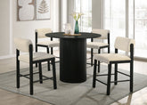 Best Furniture Outlet - Coaster - Hamlyn 5-piece Round Wood Counter Height Dining Set Cream and Black - 193938BLK-S5B