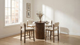 Best Furniture Outlet - Coaster - Hamlyn 5-piece Round Wood Counter Height Dining Set Cream and Walnut - 193938WAL-S5B
