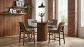 Best Furniture Outlet - Coaster - Hamlyn 5-piece Round Wood Counter Height Dining Set Grey and Walnut - 193938WAL-S5E