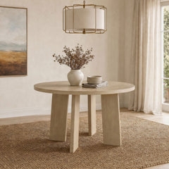 Strouse 47-inch Round Wood Dining Room Table Natural Oak