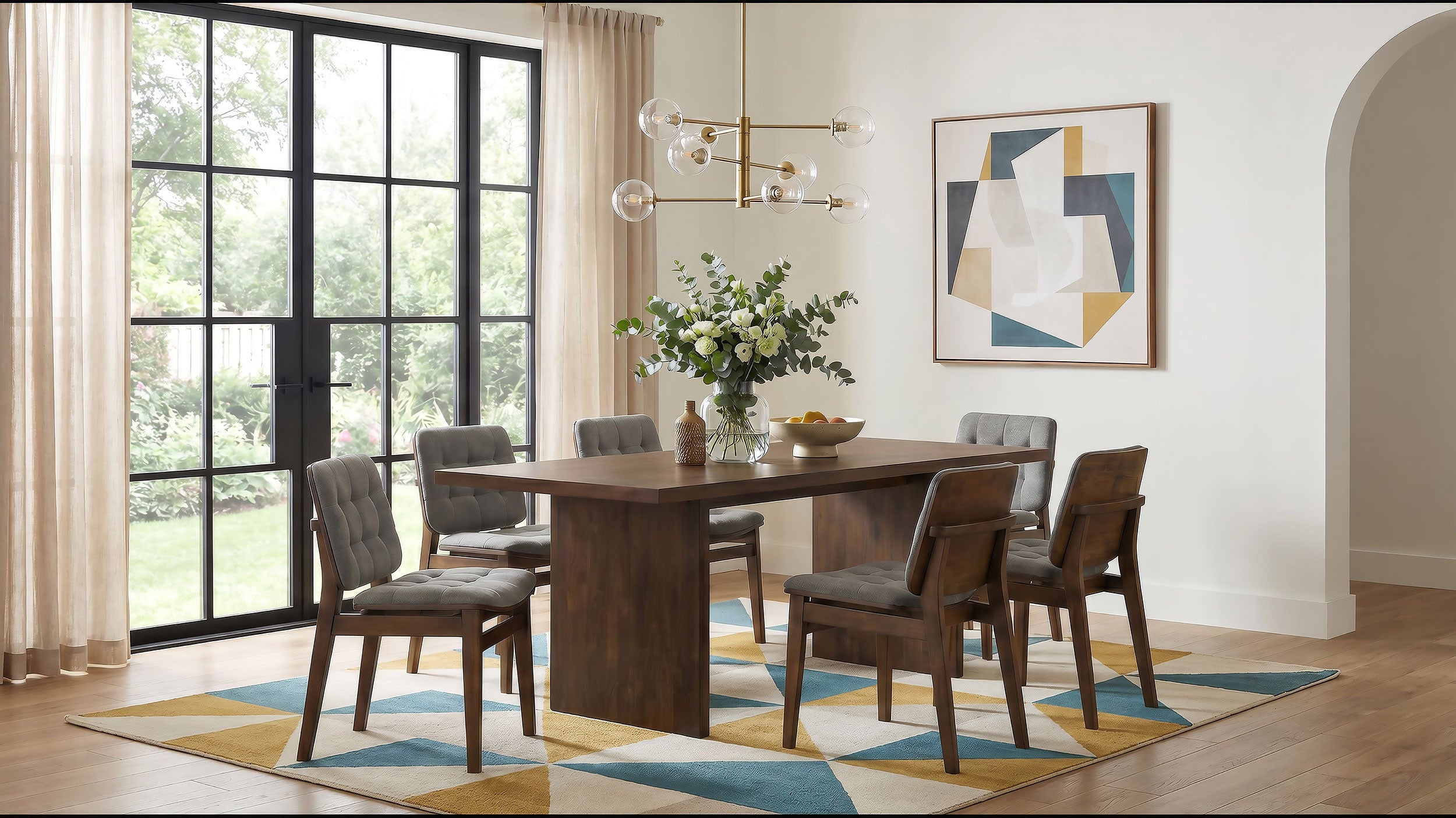 Best Furniture Outlet - Coaster - Decker 7-piece 82-inch Rectangular Dining Set Grey and Walnut - 193951WAL-S7E